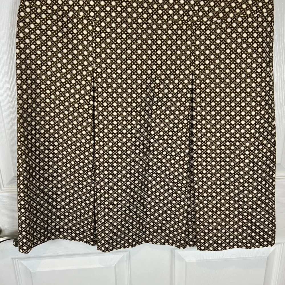 Talbots women’s brown cream cotton pleated front skirt size 14